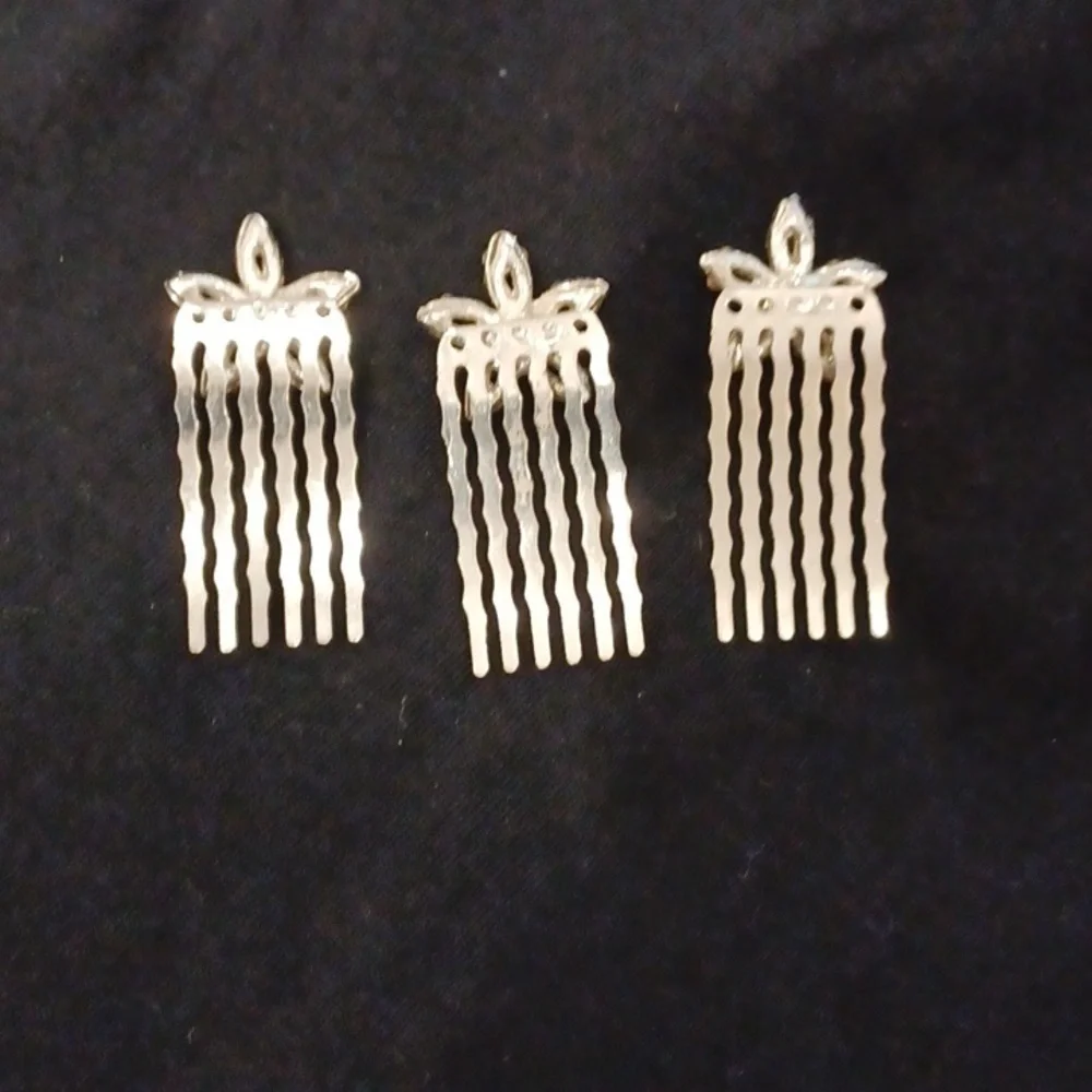 Vintage Rhinestone Hair Combs, Star, set of 3